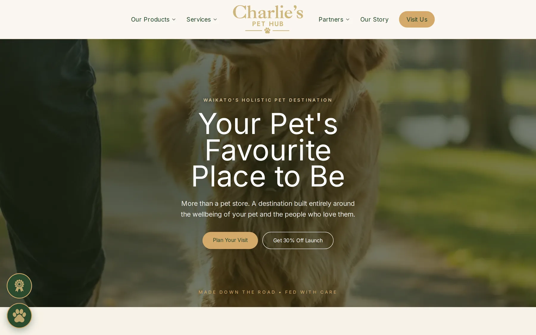 Charlie's Pet Hub website home page